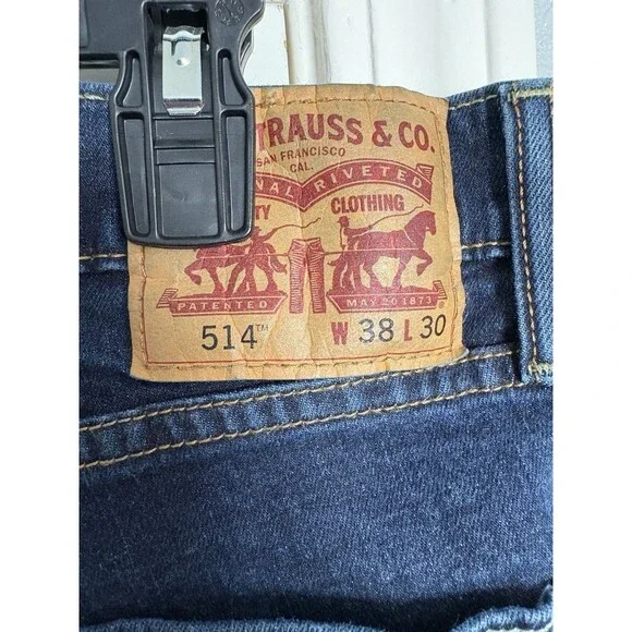 Men's Levi's 514 Straight Fit Stretch Jeans 38X30 Dark Wash Levi Strauss - Picture 4 of 7